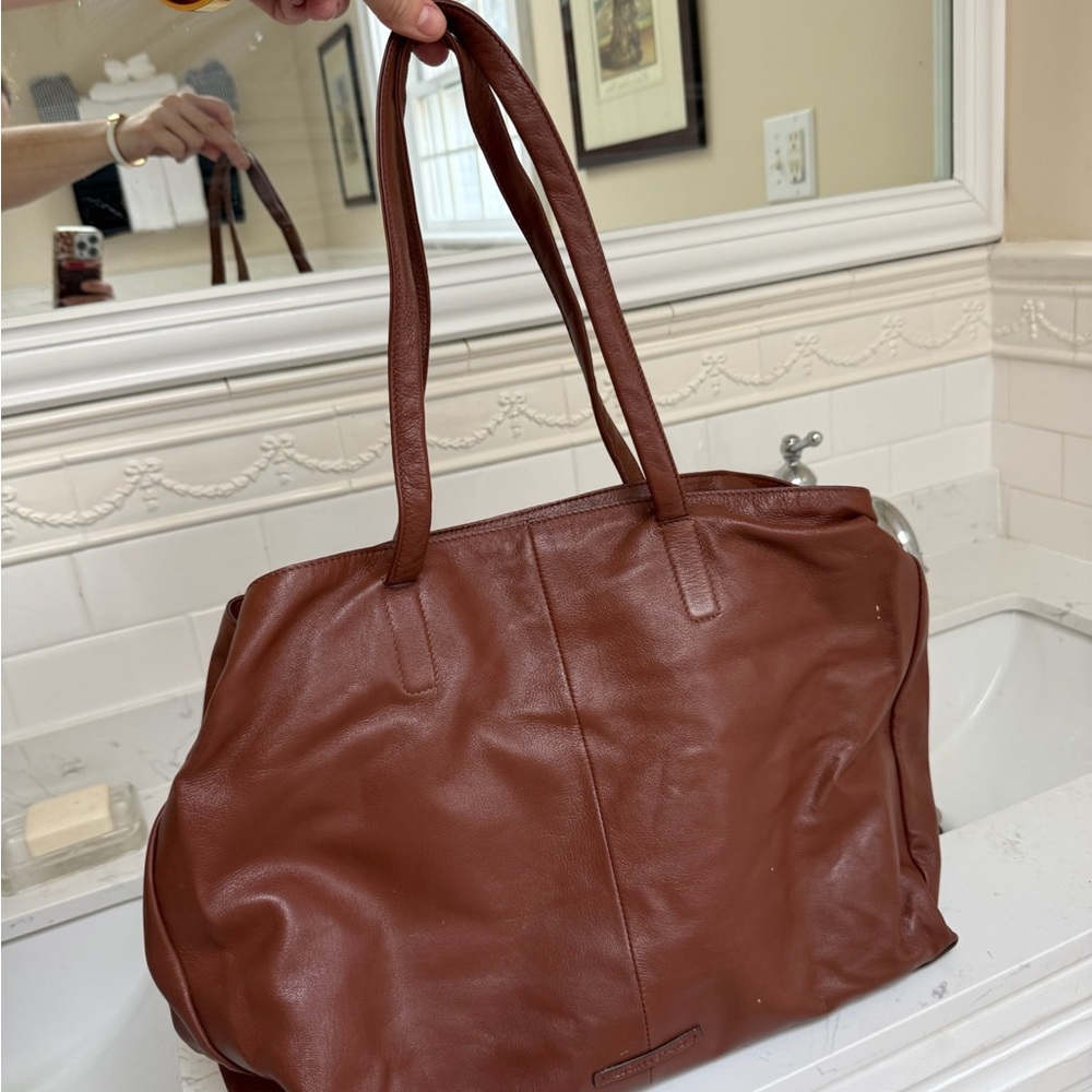 Lucky Brand Rich Brown Leather Laptop Bag